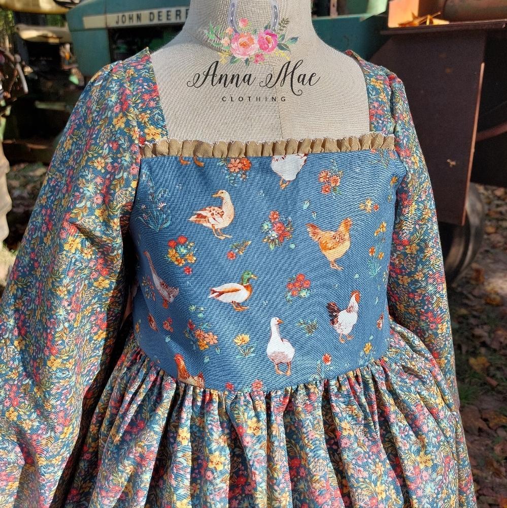 Chicken and Duck Farm Dress girls size 7